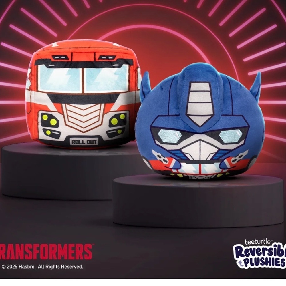 TeeTurtle Transformers Bumblebee & Optimus Prime 6 Inch Reversible Plush Toys - Picture 6 of 15